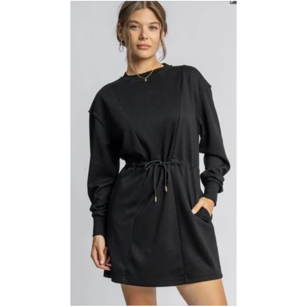 Dokotoo Women’s Black Long Sleeve Sweatshirt Dress Size Medium NWT